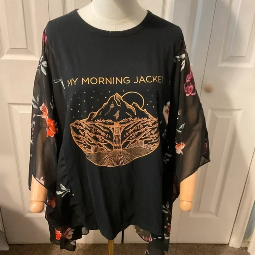 My Morning Jacket Graphic Tee with Floral Kimono Overlay
